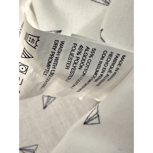 Van Heusen Size 16-16.5/L Mens White Button Up Shirt Paper Airplane Short Sleeve - Picture 5 of 6